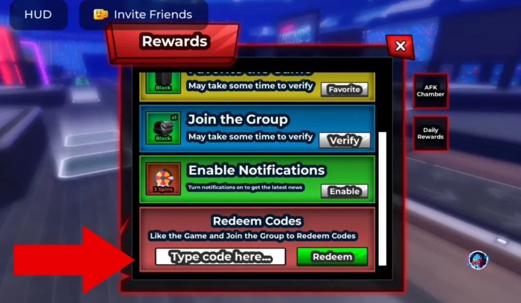 Screenshot of Roblox MMA Legends redeem section showing where to enter and redeem codes for spins and rewards.